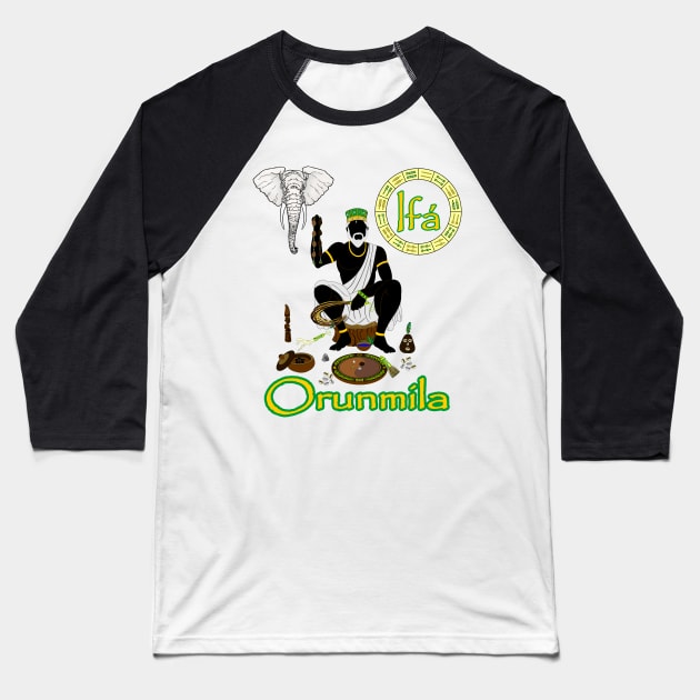 Orunmila - Ifá Baseball T-Shirt by Korvus78